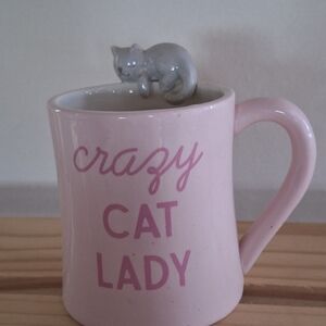 Elegant Pink and Gray Cat Coffee Mug